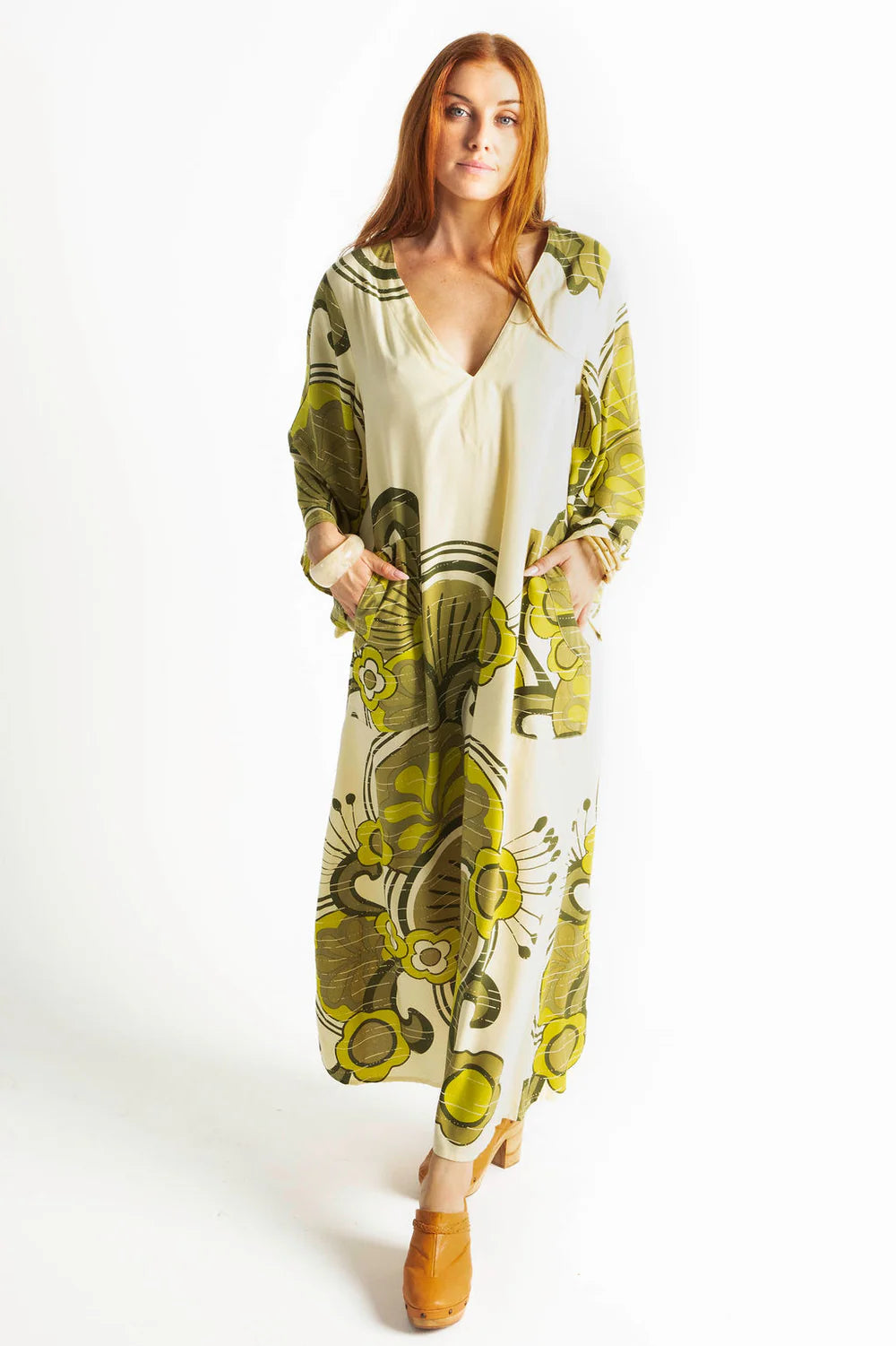 Retro Green Print Tunic Dress