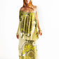 Retro Green Print One Shoulder Dress