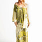 Retro Green Print One Shoulder Dress