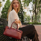 Wide Vegan Leather Handbag with Top Handle