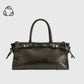 Wide Vegan Leather Handbag with Top Handle