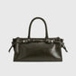 Wide Vegan Leather Handbag with Top Handle