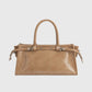 Wide Vegan Leather Handbag with Top Handle
