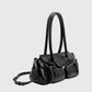 Wide Vegan Leather Handbag with Front Pockets