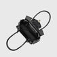 Wide Vegan Leather Handbag with Front Pockets