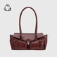Wide Vegan Leather Handbag with Front Pockets