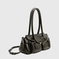 Wide Vegan Leather Handbag with Front Pockets