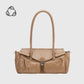 Wide Vegan Leather Handbag with Front Pockets