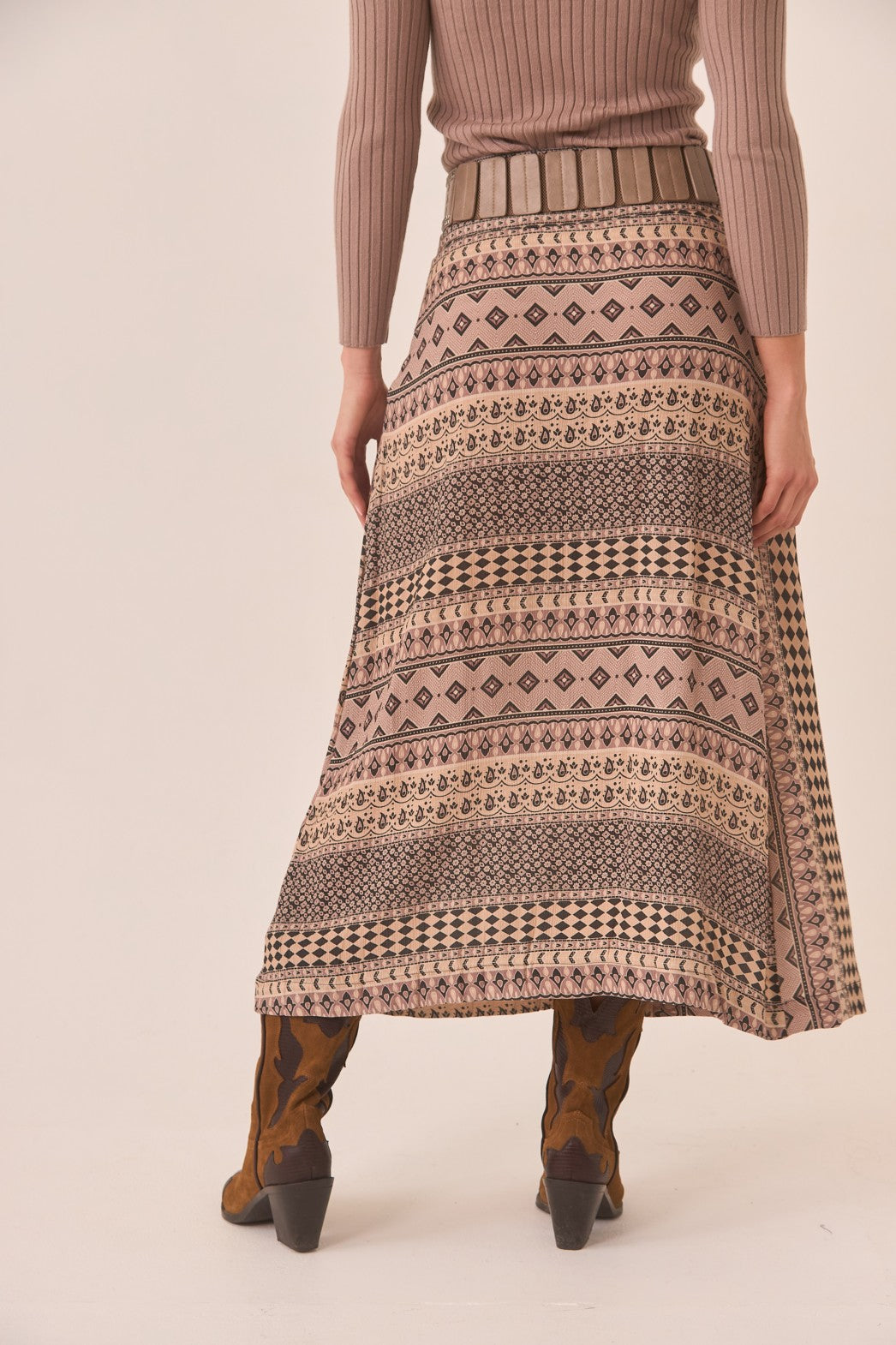 Geometric Print Wrap Skirt