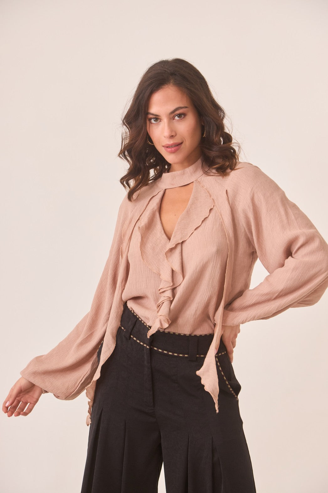 Dusty Pink Ruffle Blouse
