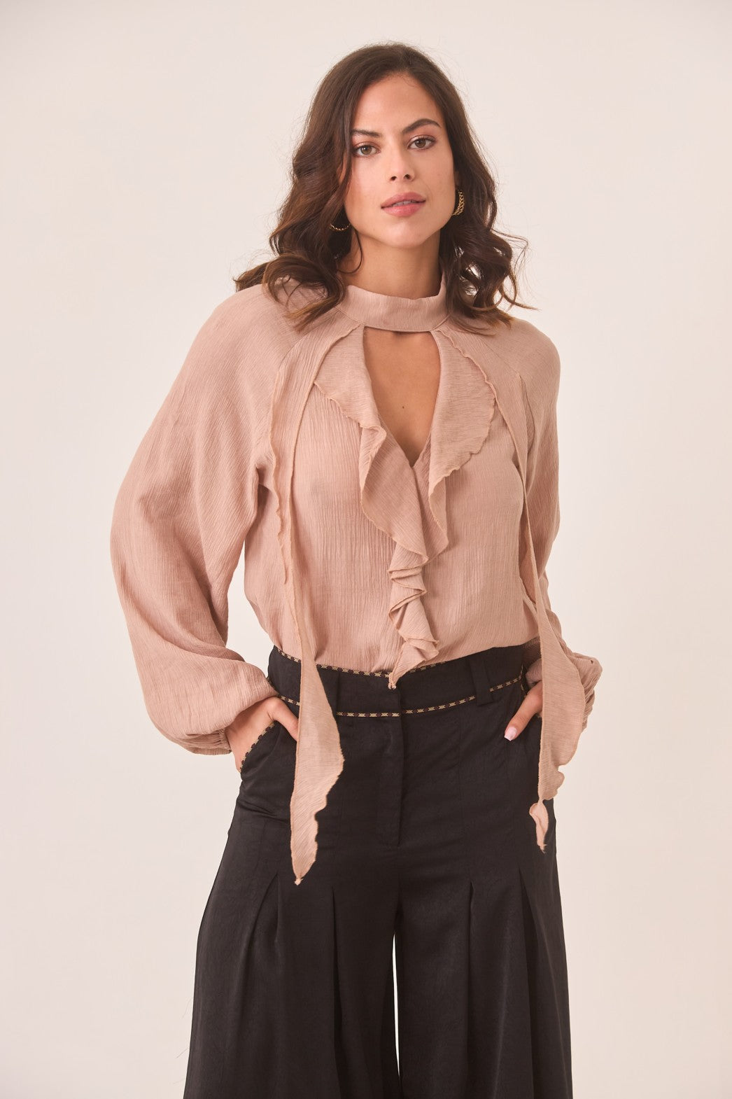 Dusty Pink Ruffle Blouse