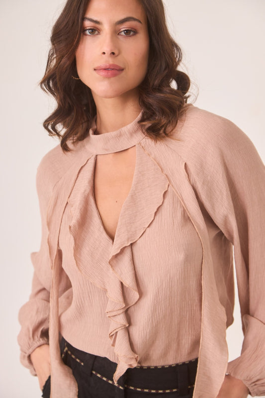 Dusty Pink Ruffle Blouse