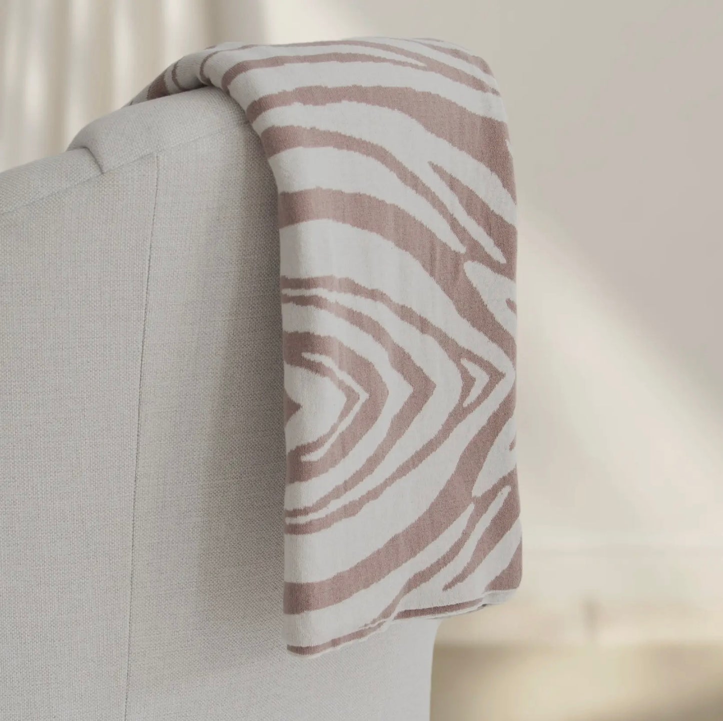 Zebra Cotton Knit Throw - Oyster
