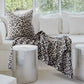Leopard Cotton Knit Throw - Charcoal