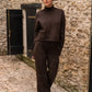 Brown Knit Pants with Silver Star Embellishment