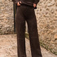 Brown Knit Pants with Silver Star Embellishment
