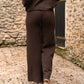 Brown Knit Pants with Silver Star Embellishment