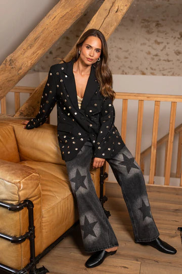 Black Jacket With Silver Stud Detail