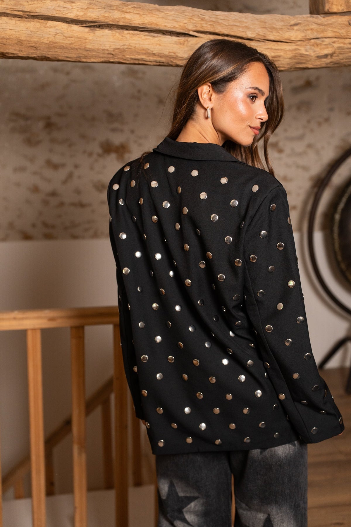 Black Jacket With Silver Stud Detail
