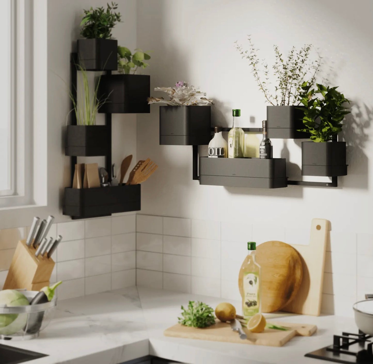 Modern Wall Planter - Black & Cream