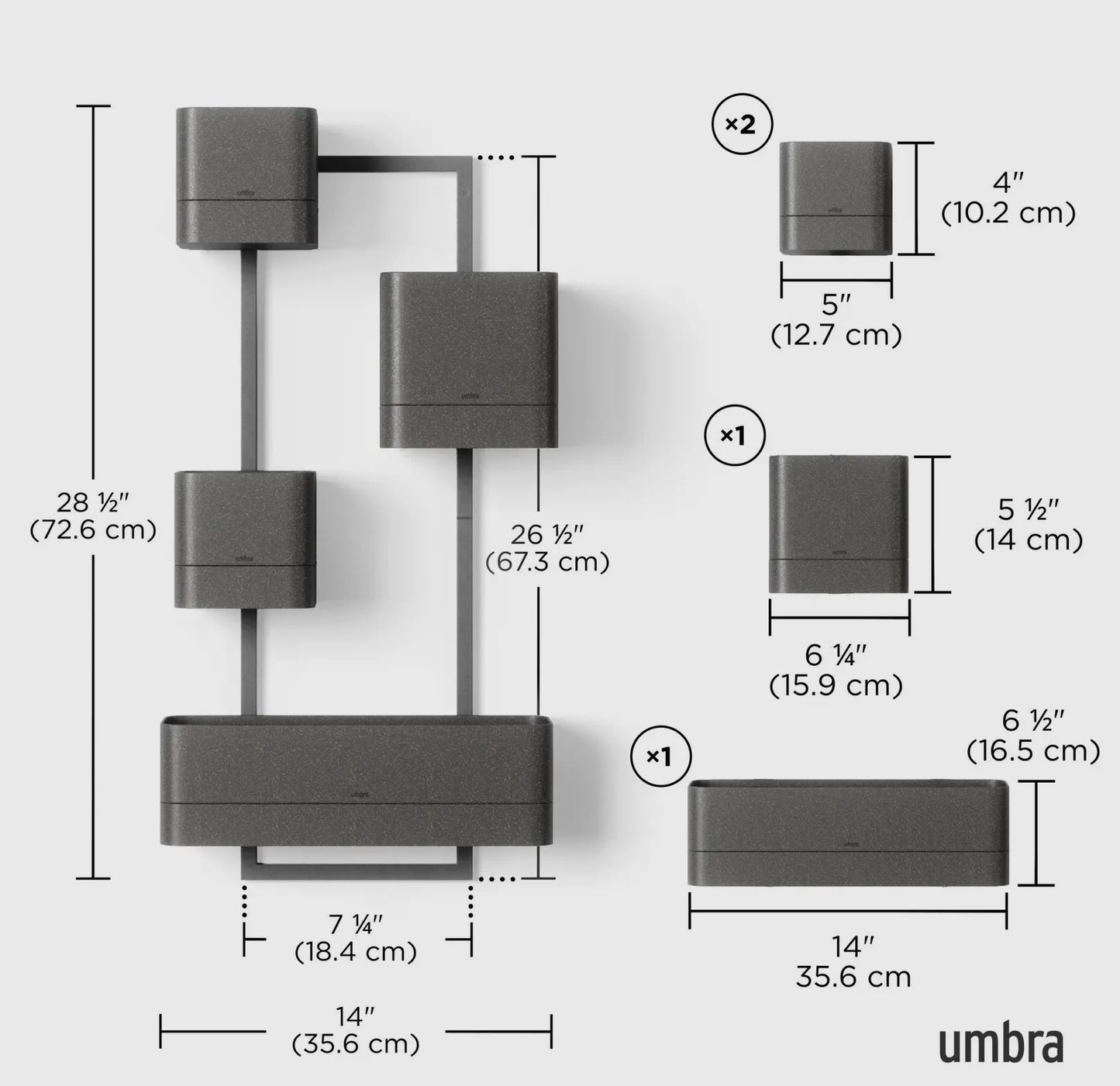 Modern Wall Planter - Black & Cream