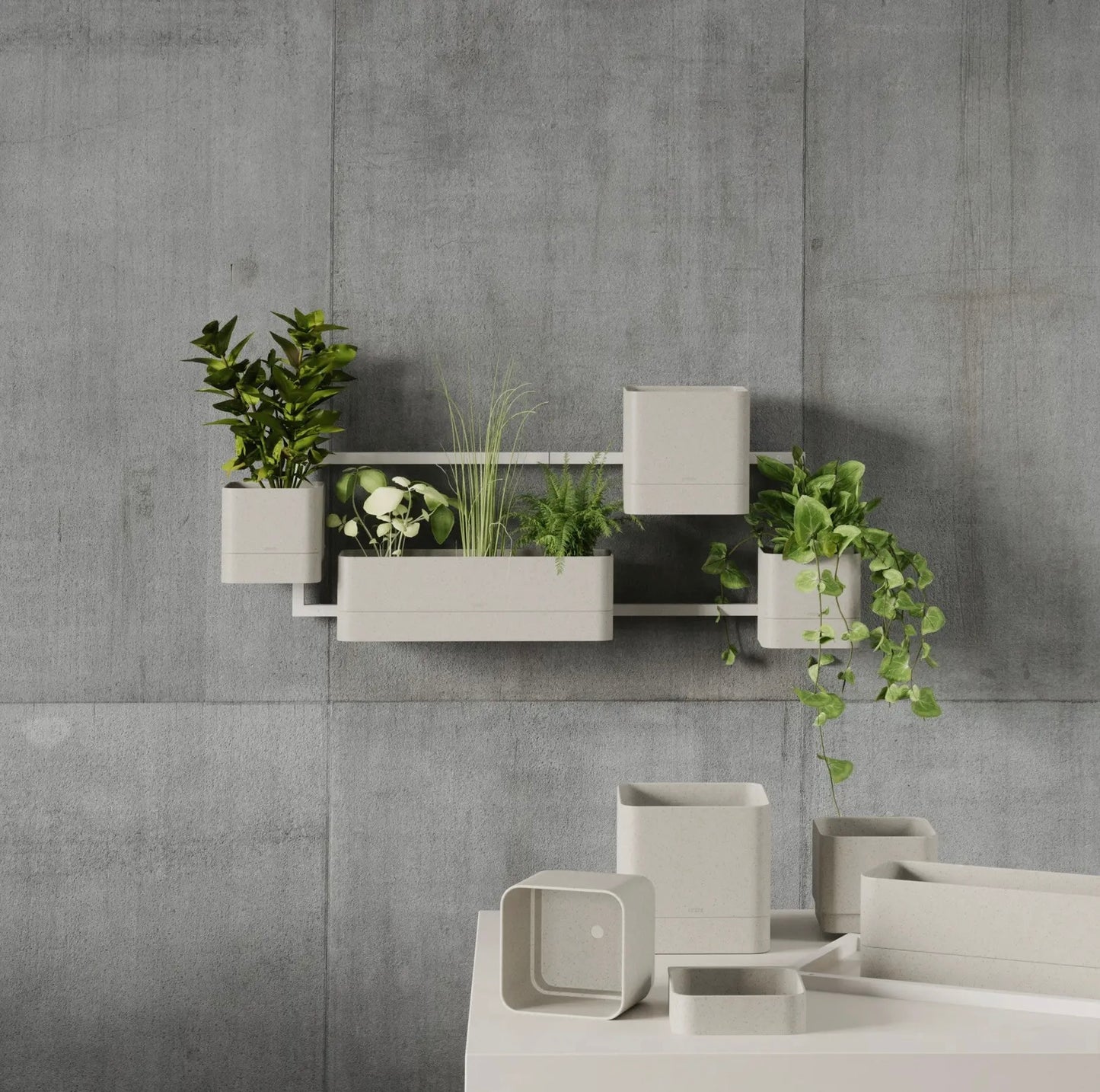 Modern Wall Planter - Black & Cream