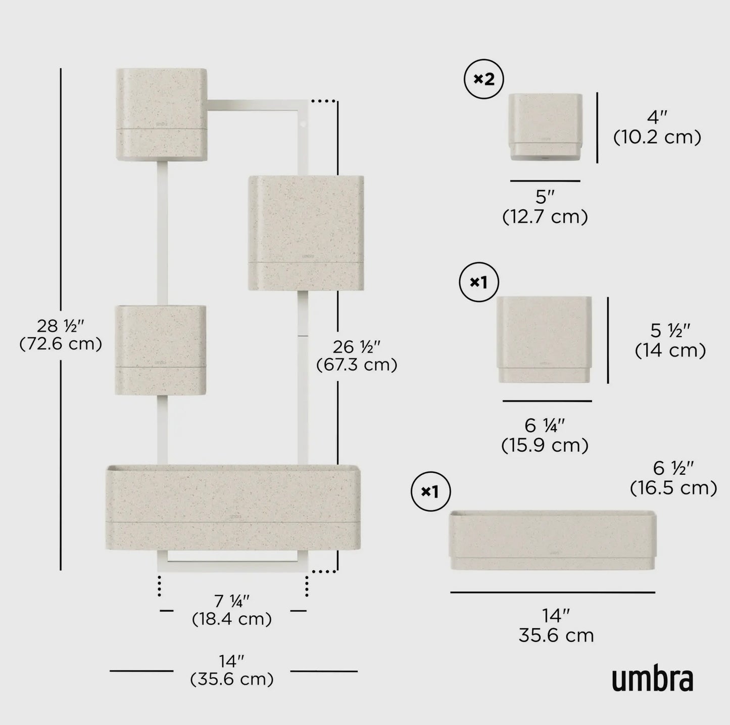 Modern Wall Planter - Black & Cream