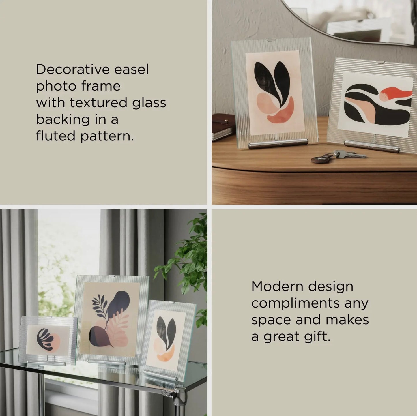 Stylish Easel Design 5x7 Picture Frame in Chrome & Brass