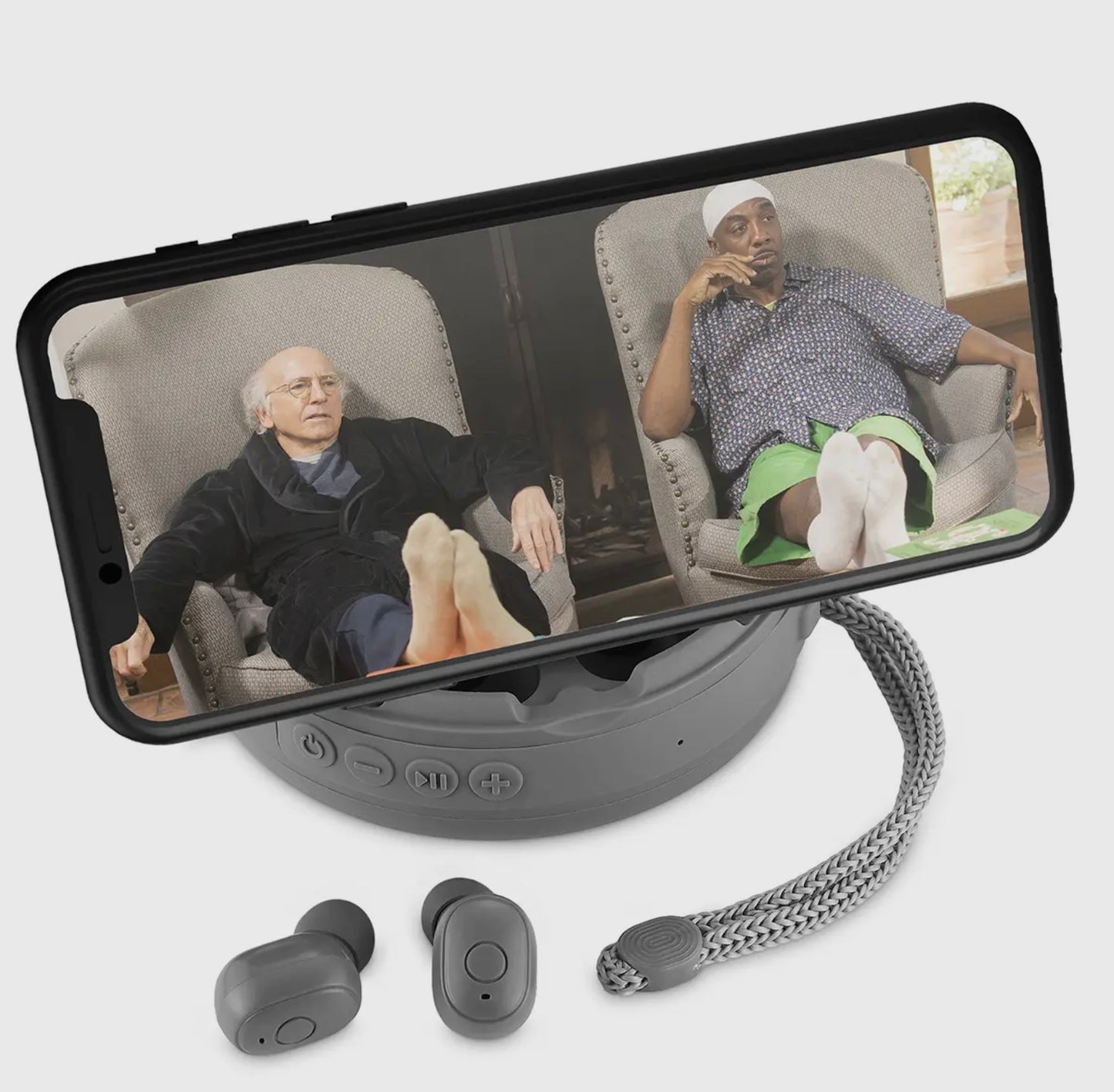 Grey 2-In-1 Spuds with Wireless Speaker& Earbuds