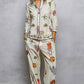 Off White Print Pants with Cowrie Shell Detail