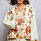 Orange Embroidered Kimono Jacket