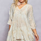 Off White Kimono Top with Sequins & Embroidered Detail