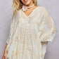 Off White Kimono Top with Sequins & Embroidered Detail