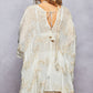 Off White Kimono Top with Sequins & Embroidered Detail