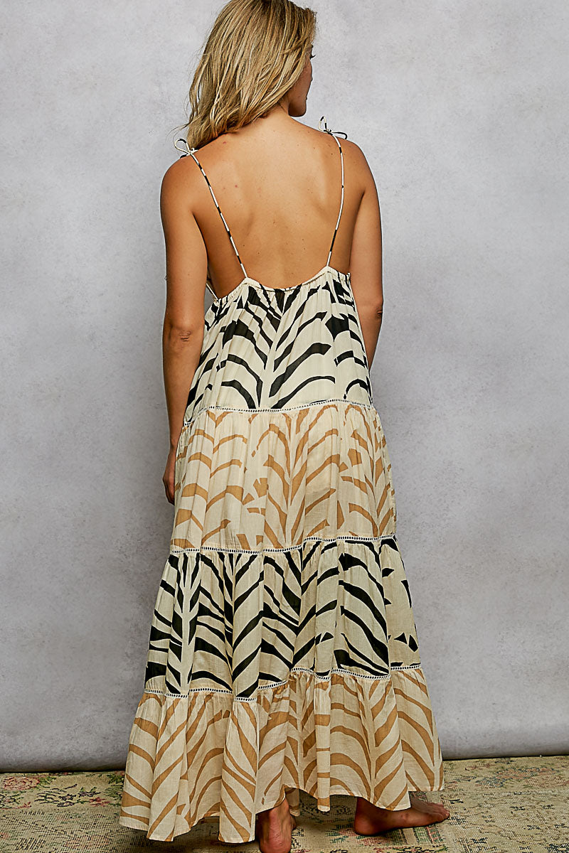 Zebra Print Maxi Dress with Sequin Detail