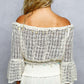 Off Shoulder Raw Linen Top with Seashells