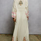 Off White Dress with Block Print & Mirror Detailing
