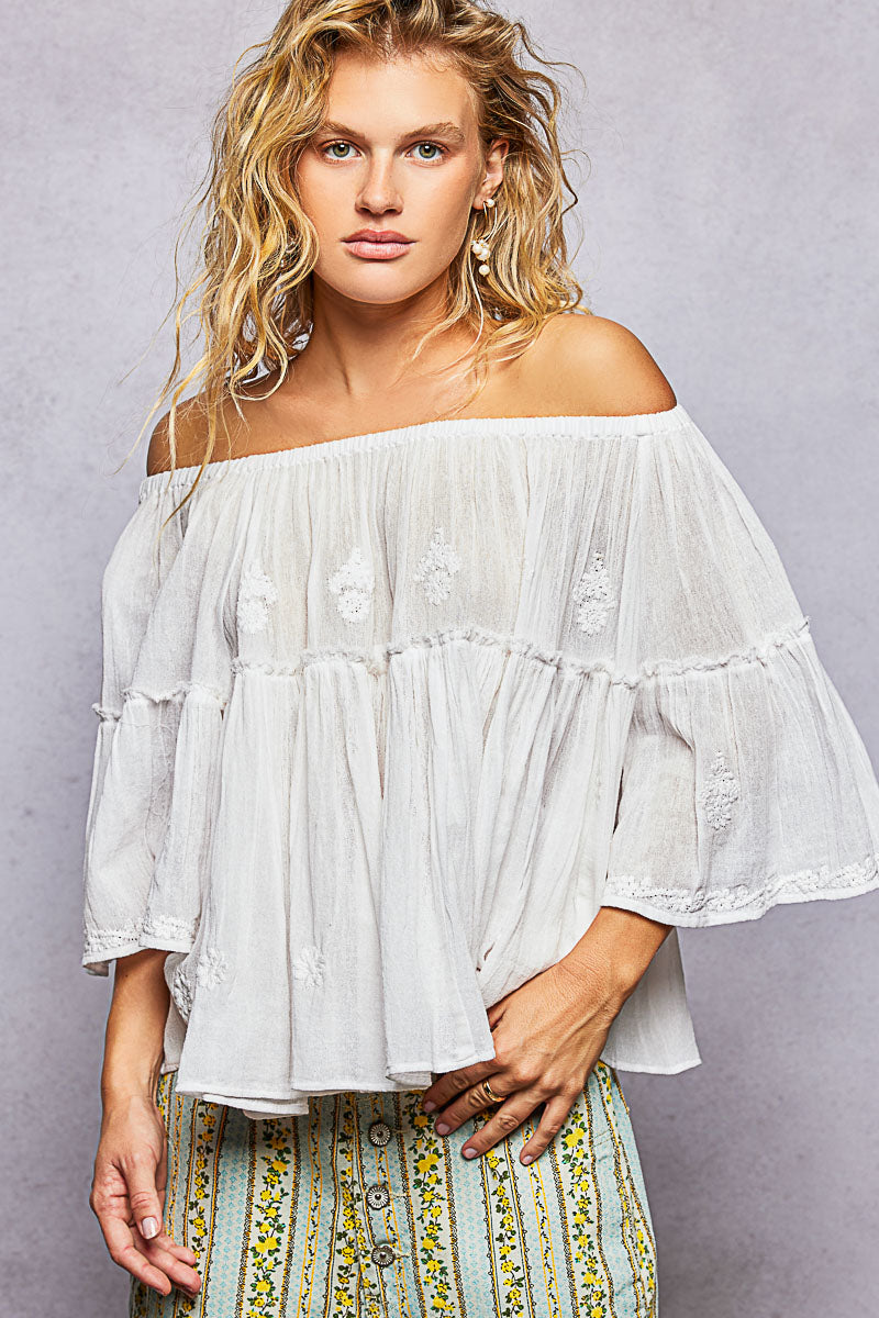 Off Shoulder White Top