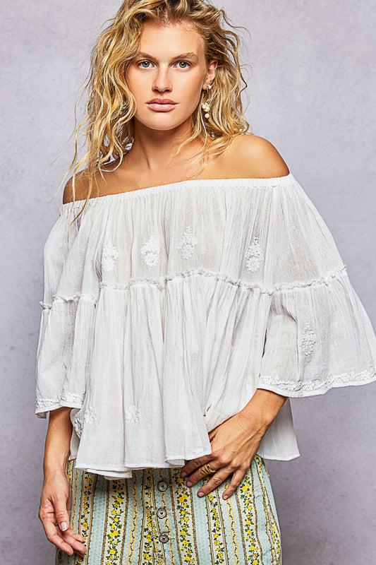 Off Shoulder White Top