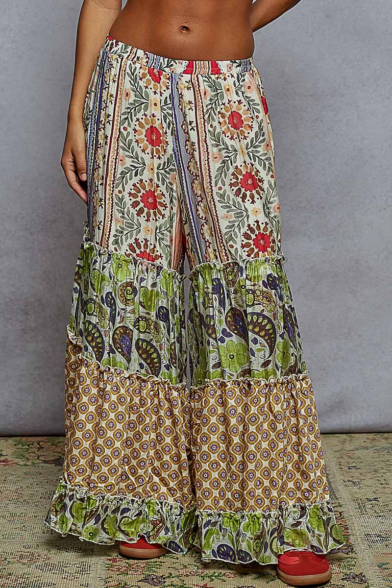 Pattern Print Wide Leg Pants