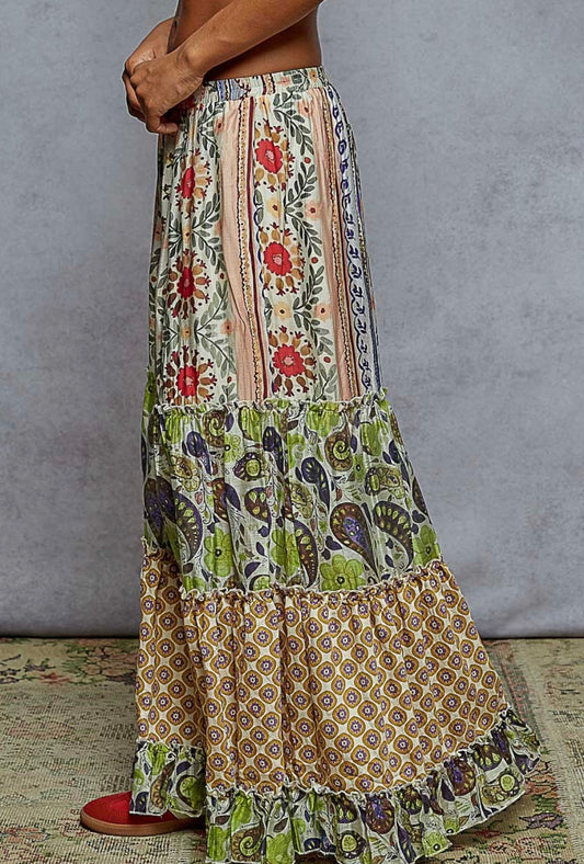 Pattern Print Wide Leg Pants