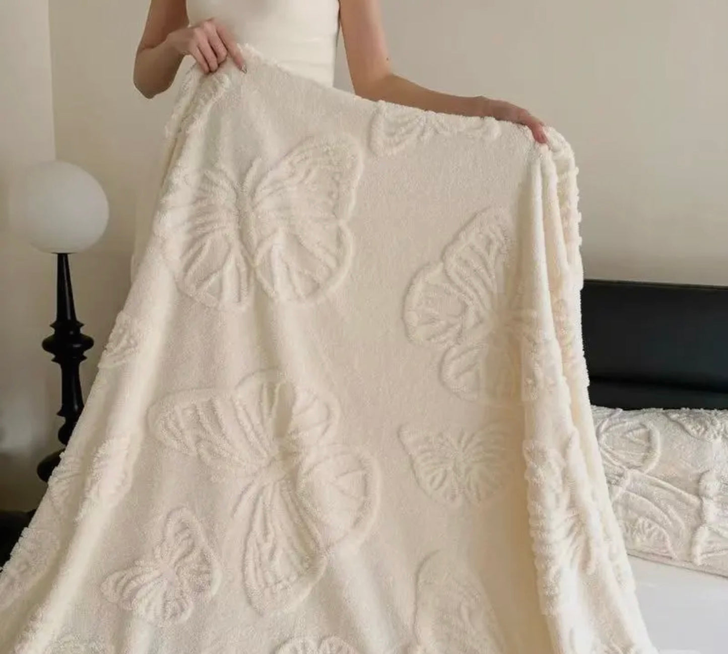 Cream Butterfly Throw
