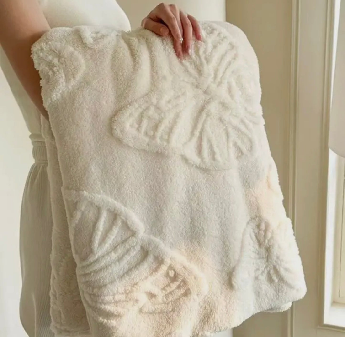 Cream Butterfly Throw