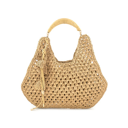 Natural Raffia Handbag with Tassel Detail
