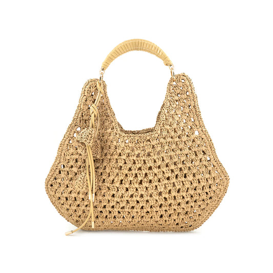 Natural Raffia Handbag with Tassel Detail