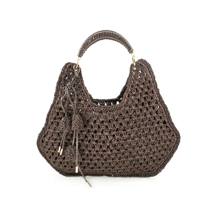 Natural Raffia Handbag with Tassel Detail