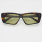 Rectangular Sunglasses with Green Lens