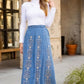Embroidered Denim Skirt