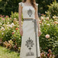 Cream & Black Embroidered Skirt Set