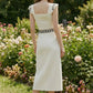 Cream & Black Embroidered Skirt Set